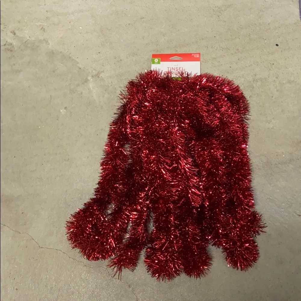 Red tinsel garland